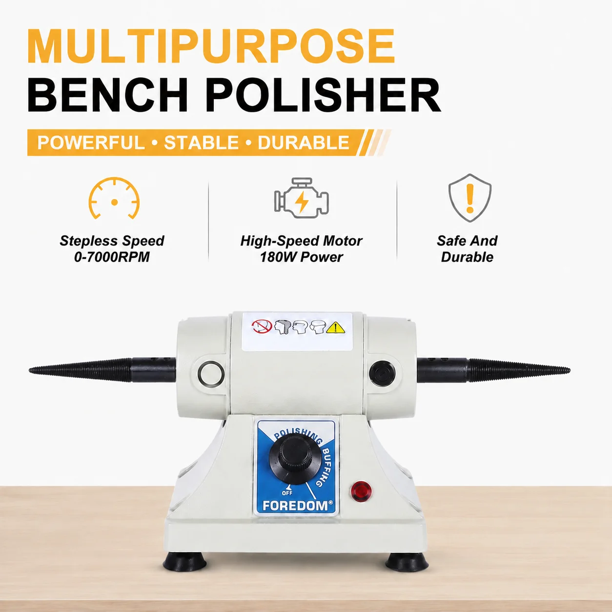 110V Tabletop Polisher Double-Head Grinding Machine 7000rpm Bench Lathe BL-2 Foredom Jewelry Tools Adjustable Speed for DIY Jade, Jewelry & Metal Polishing Benchtop Double-Head Polisher & Grinder Machine