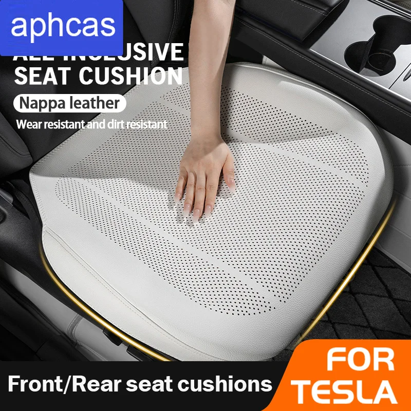 For Tesla Model Y 2019-2026 MY Juniper 2025 Car Seat Cover Full Protective Breathable Four Seasons Nappa Leather Seat Cushion