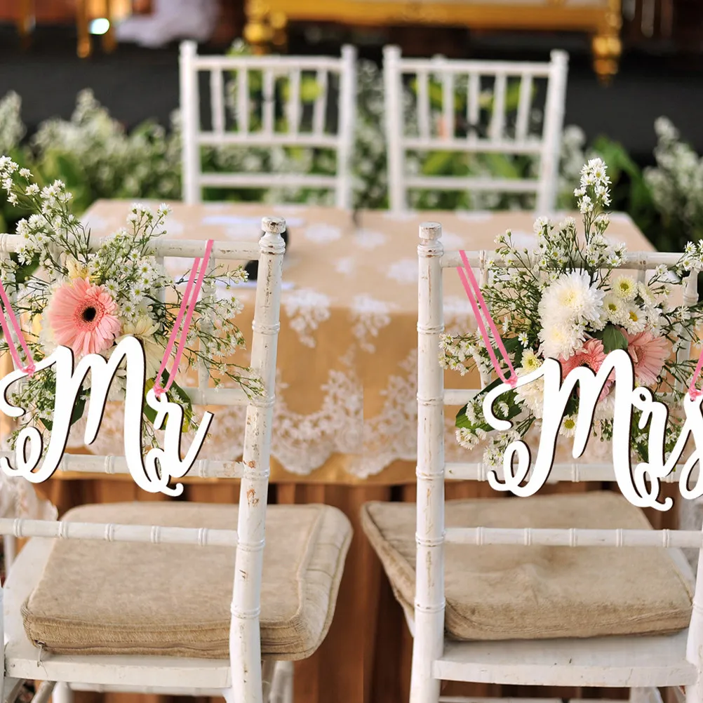 

Набор из 1 шт. Новогодний декор для свадебного стула: подвесная табличка из натурального дерева с простым буквенным дизайном для приема гостей и Дня святого Валентина