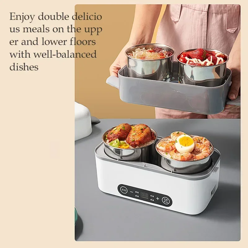 Electric Lunch Box Small Portable Rice Box Cooker Automatic Heating Timing Insulation Mini Office Food Warmer Cooking Machine