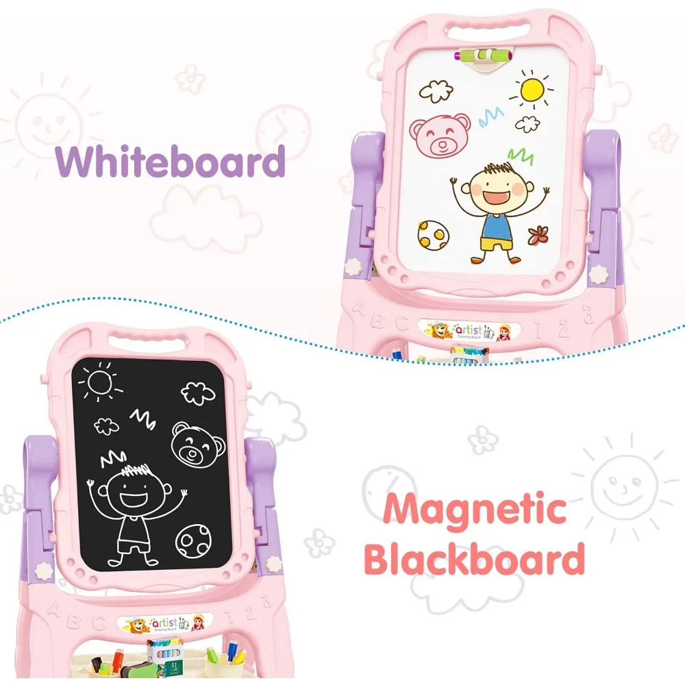 Amagoing-caballete de Pie ajustable para niños pequeños, tablero de dibujo magnético doble con accesorios de pintura