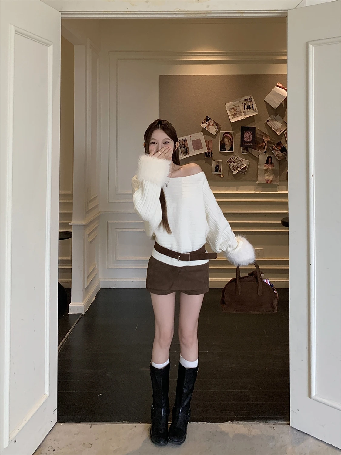 Maglione da donna oversize slouchy oulder Svel morbido e accogliente autunno inverno Faion Casual Chic Top allentato Abbigliamento interno