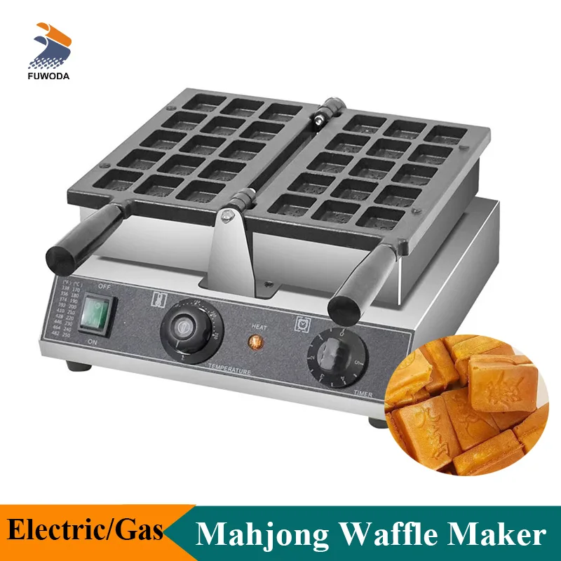 

Commercial Mahjong Shaped Waffle Making Machine Electric or Gas 15pcs Mahjong Pattern Waffle Maker Baker Snack Equipment