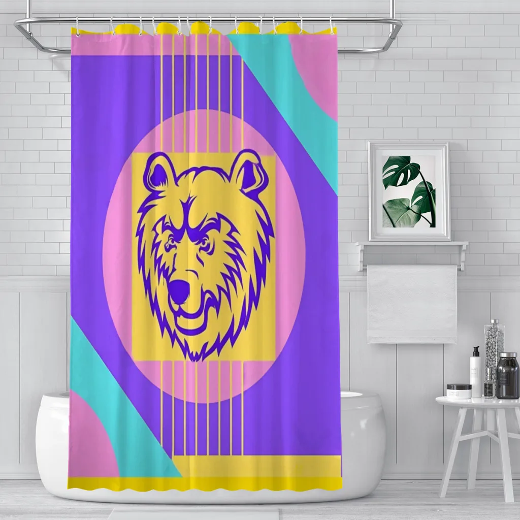 Color Block Art Bathroom Shower Curtains Bear Waterproof Partition Curtain Designed Home Decor Accessories