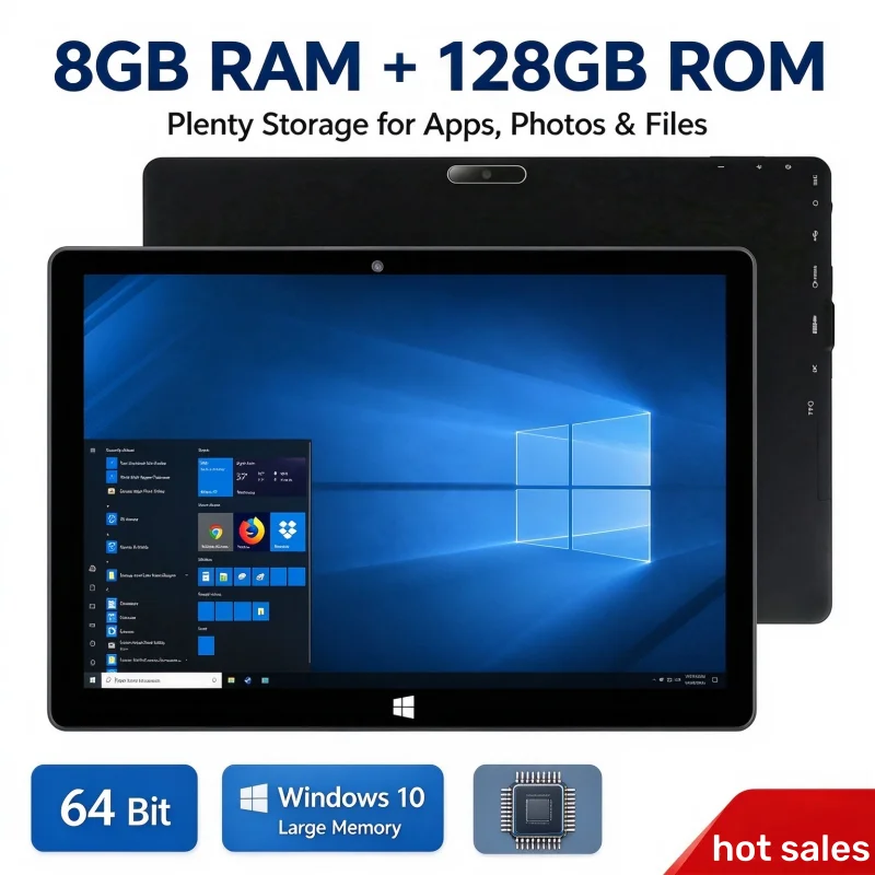 10.1인치 T10 64비트 AR10 윈도우 10 태블릿 PC, 8GB DDR RAM, 128GB ROM, 듀얼 코어, 1280x800 IPS 화면, HDMI 지원