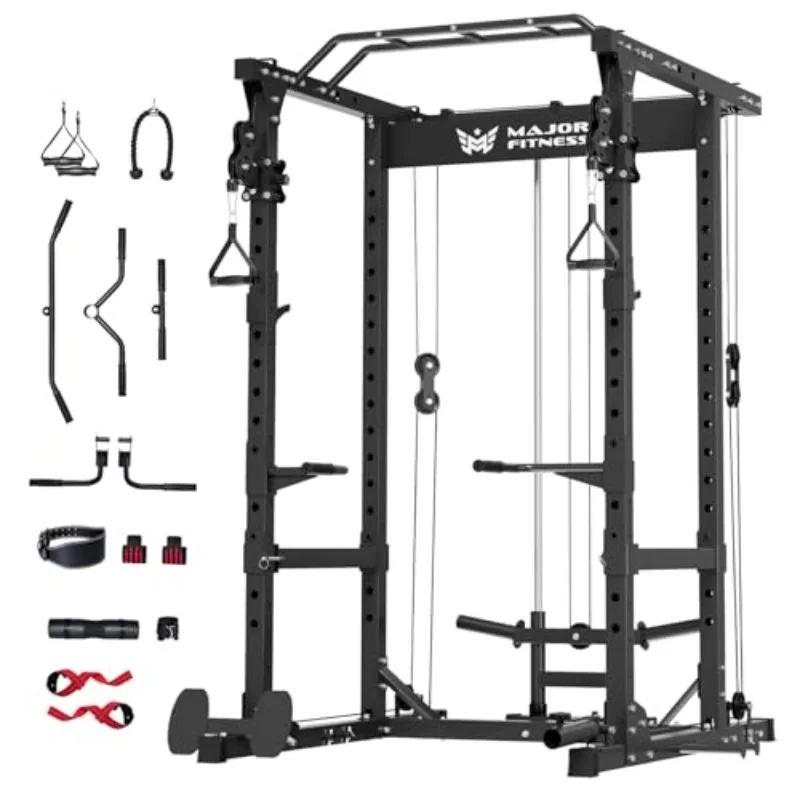 MAJOR FITNESS Drone1 Power Cage, All-in-One Home Gym with Cable Crossover, LAT Pulldown, Squat Rack & Landmine