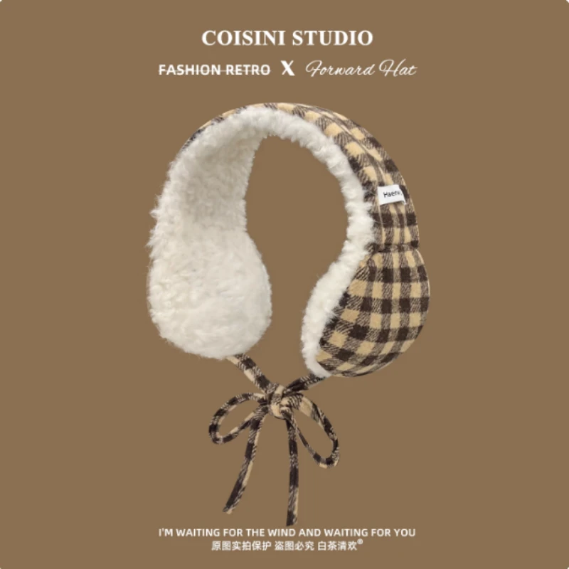 الكورية اللون منقوشة أفخم غطاء للأذنين المرأة الشتاء موضة الفن الأدبي سميكة الدراجات حماية الأذن الدانتيل متابعة عقال