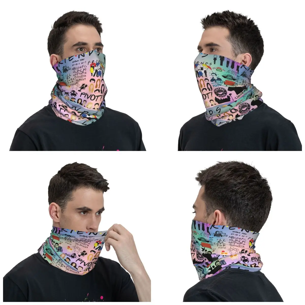 Custom TV Show Friends Symbol Neck Gaiter Men Women UV Protection Winter Bandana Scarf for Ski