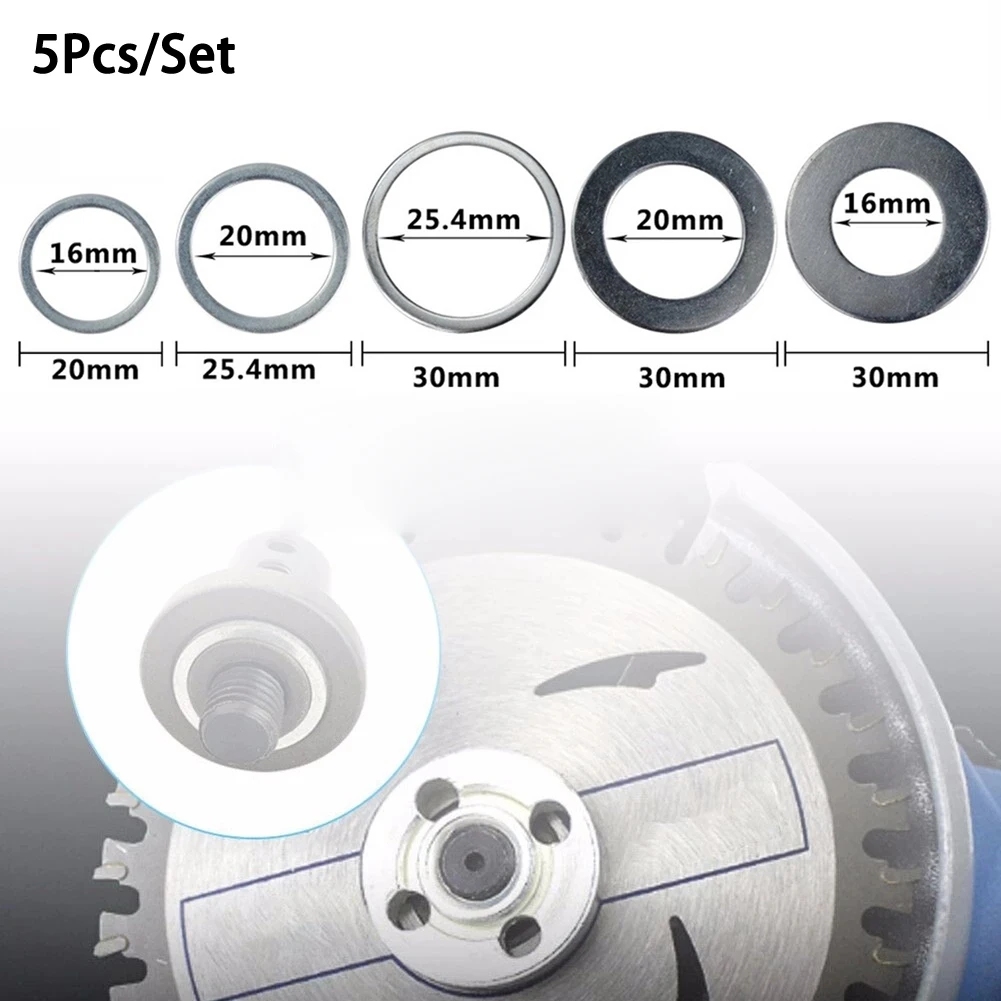 5Pc/set Circular Saw Blade Reducing Rings Conversion Ring Cutting Disc 20-16mm, 25.4-20mm, 30-16mm, 30-20mm, 30-25.4mm