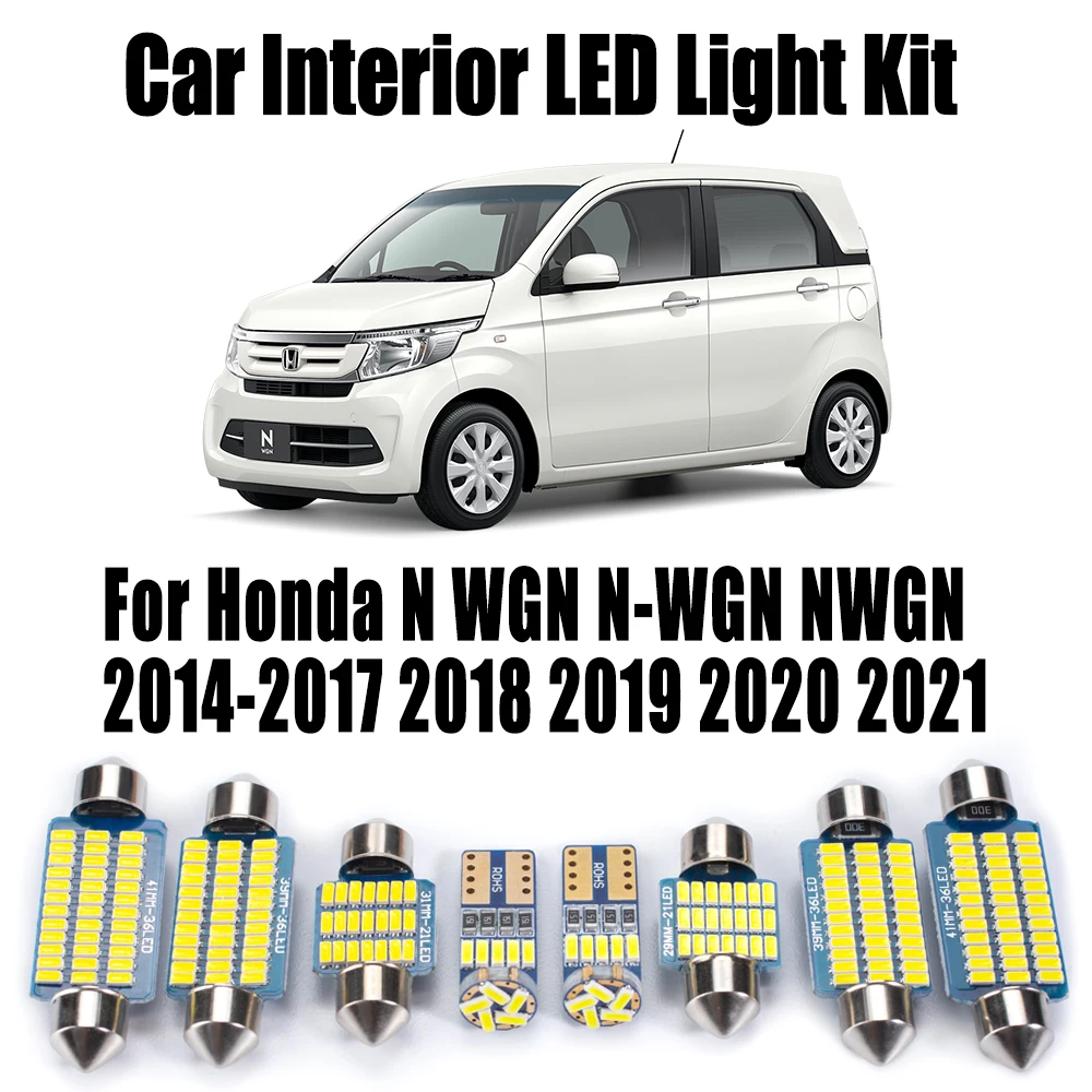 

8Pcs Canbus For Honda N WGN N-WGN NWGN 2014 - 2017 2018 2019 2020 2021 Number Plate Bulbs LED Interior Dome Ceiling Light Kit