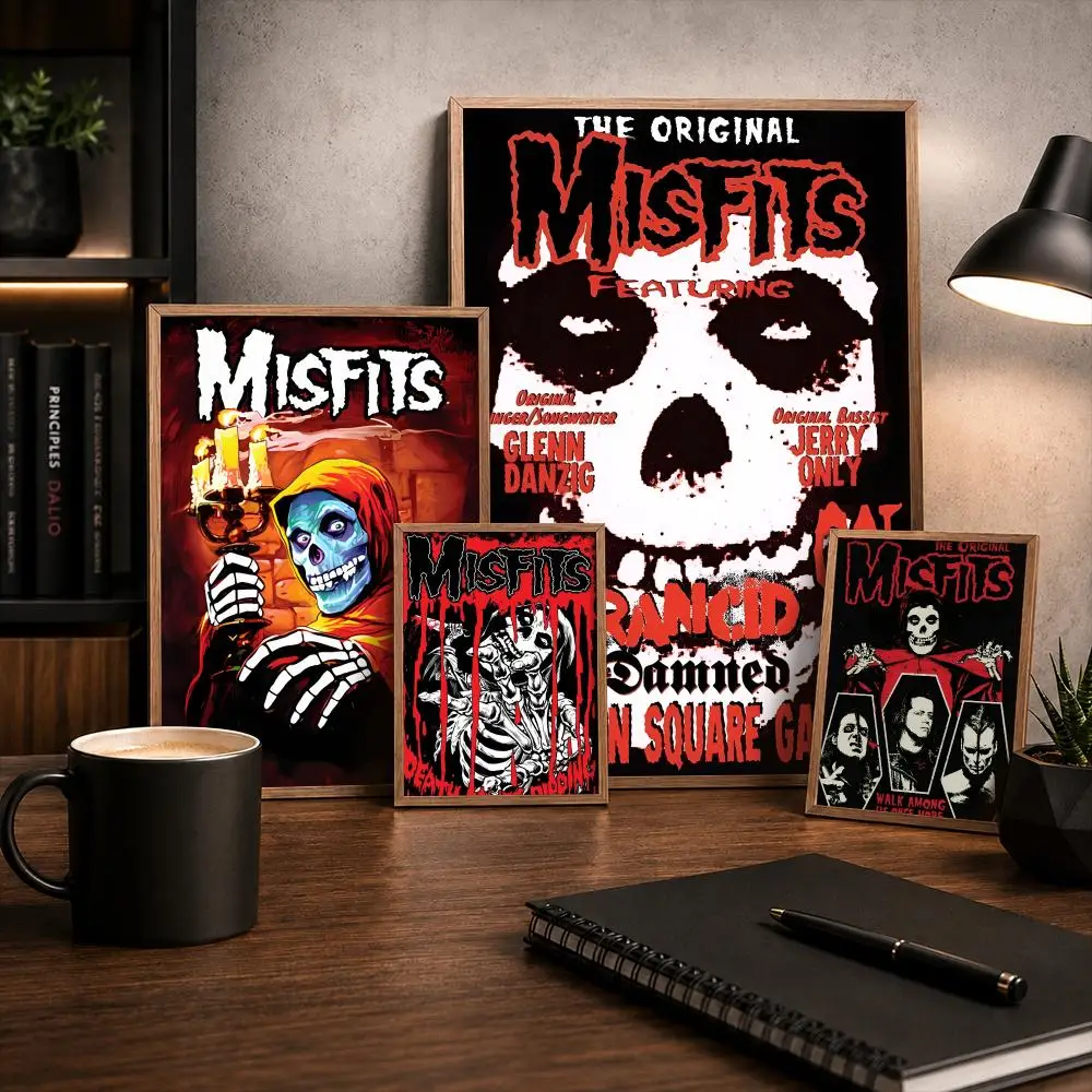 M-Misfits Band Poster Stickers HD Painting Self-Adhesive Art for Bedroom Living Room Home Decor Modern Wall Decals Gift