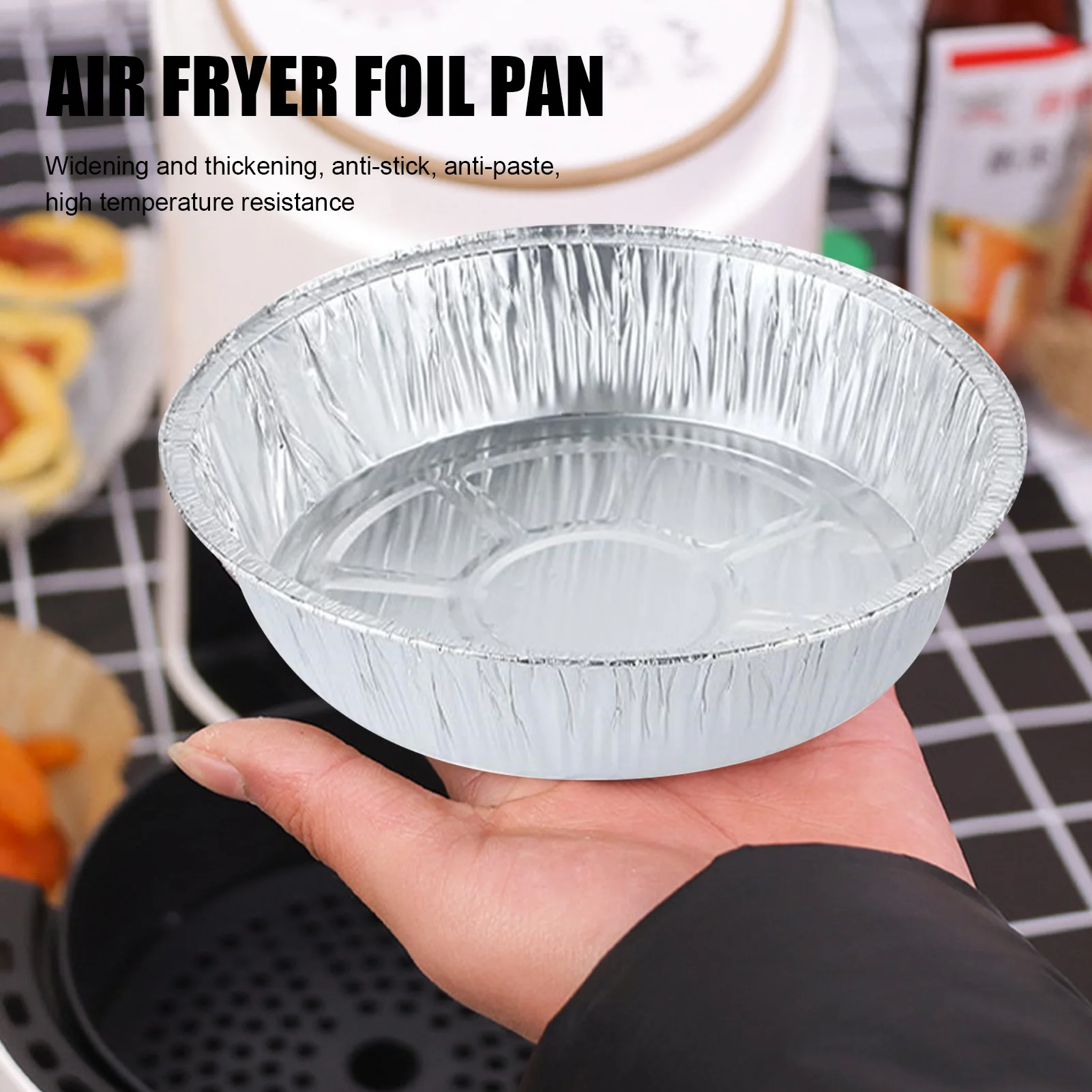 Sartén redonda de papel de aluminio de 7 pulgadas, contenedores de papel de aluminio saludable, bandejas de papel convenientes para almacenar y hornear