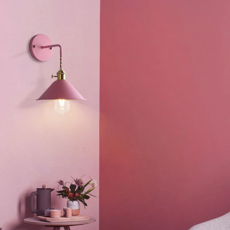 

Macaron LED Wall Lamp Nordic Colorful Bedroom Bedside Wall Lights Simple Home Decors Iron Sconces Indoor Stairs Aisle Lighting