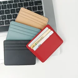 Pu Leather ID Credit Card Holder Solid Color Bank Credit Card Box Multi Slot Slim Case Wallet Women Men Business Card Cover