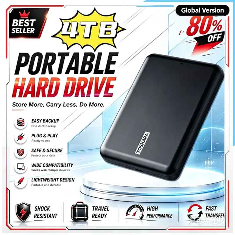 Original A5 Portable External Hard Drive 4TB/1TB/2TB Canvio Basics USB 3.2 External Data Storage Capacity for PS5 Notebook