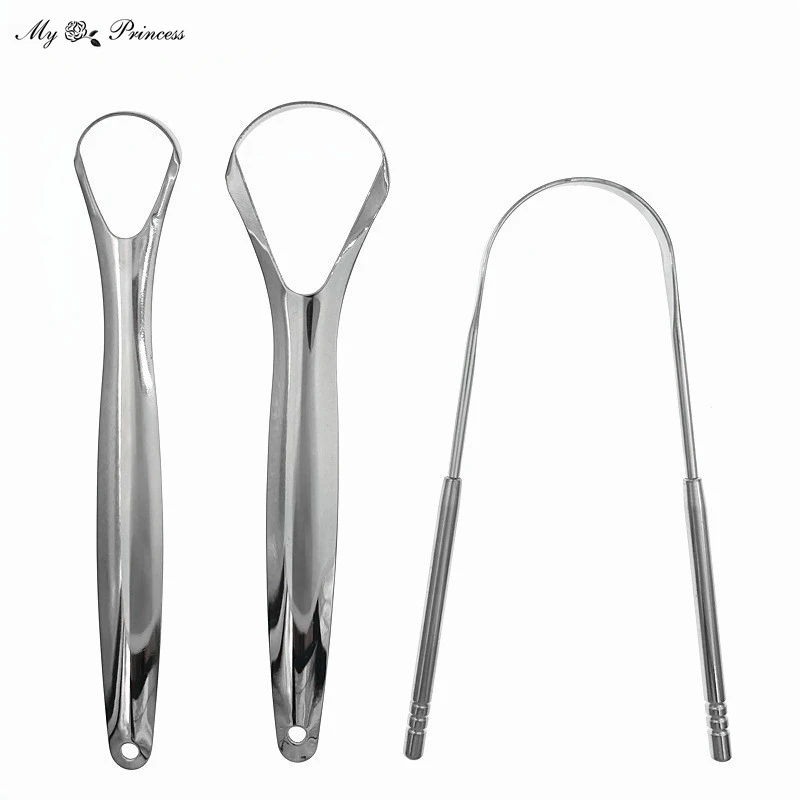 Portable Single/Double Layer Tongue Scraper Reusable Stainless Steel Oral Mouth Brush Case Non-slip Handle Tongue Scraper