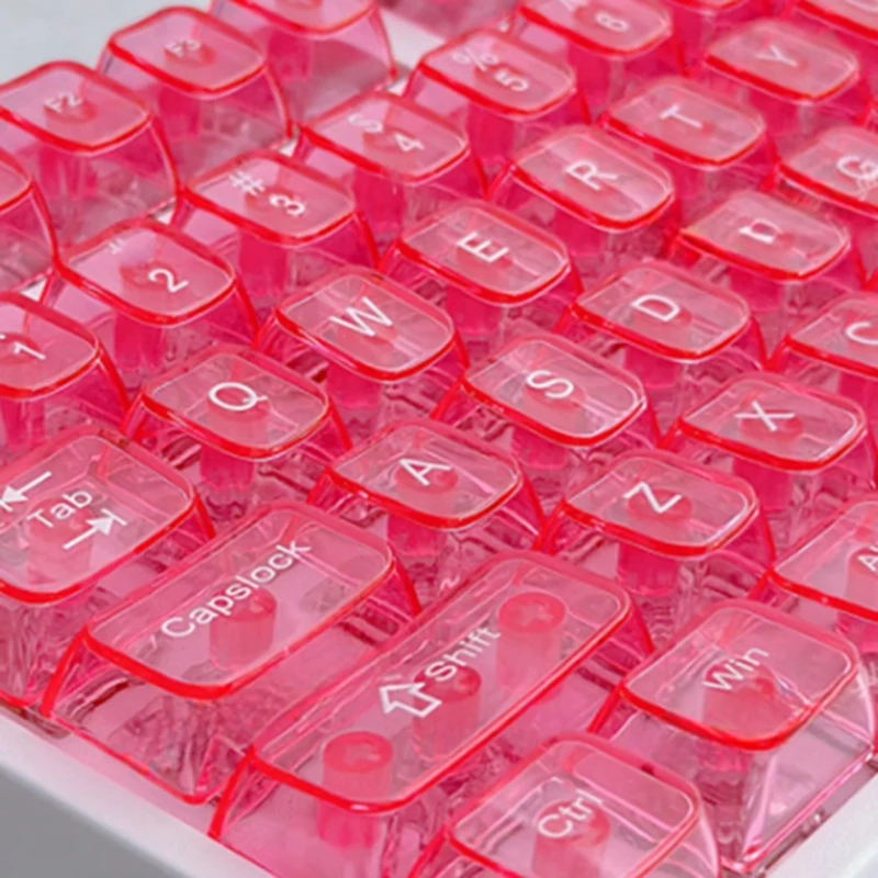 2025 New Transparent Jelly Keycap Set 115 Key Custom Pink Key Cap Artisan Mechanical Keyboard MX Switch Point Keycap