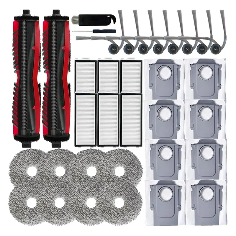 Replacement Accessories Kit For Roborock Saros Z70 Robot Vacuum Cleaner, Main Side Brushes Filters Mop Pads Dust Bags