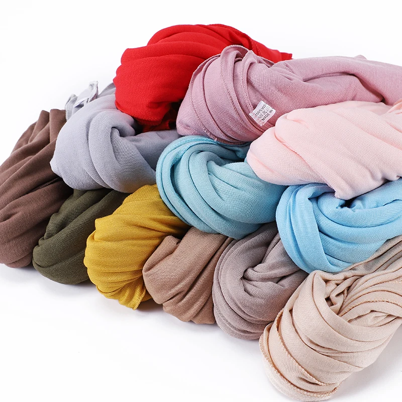 Modal-Baumwoll-Jersey-Hijab-Schal, langer muslimischer Schal, schlichter, weicher Turban, zum Binden, Kopftuch für Frauen, afrikanisches Stirnband, 170 x 60 cm. – Detail 6