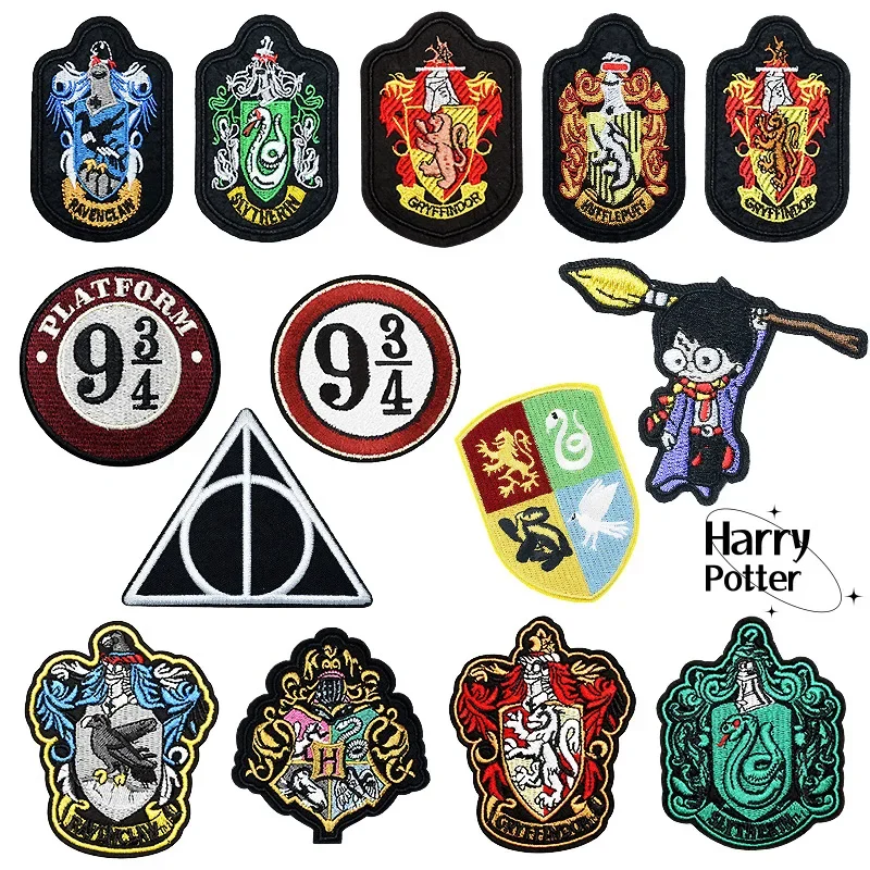 Harried Anime Figure Embroidery Patches Clothes Stickers potters Magic Academy Jacket Cartoon Decor Pants Bag Clothing Patch