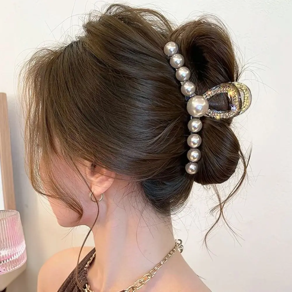 Large Rhinestone Hair Claw Clips Women Elegant Korean Fashion Barrettes Geometric Metal Headwear Styling Accessories For Hair