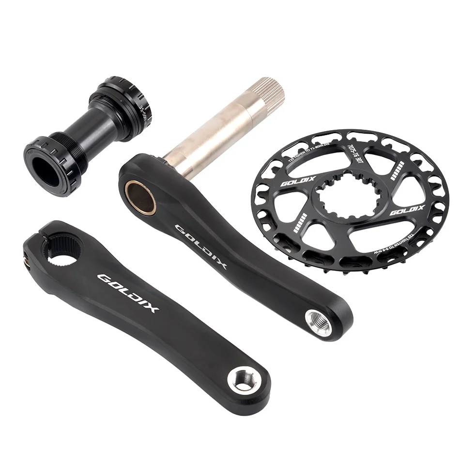 GOLDIX Children\'s Bicycle Crank 110/127/140/150/160mm Ultralight MTB Bicycle Crankset Black 28T 30T 32T 34T 36T 7/8/9/10 Speed