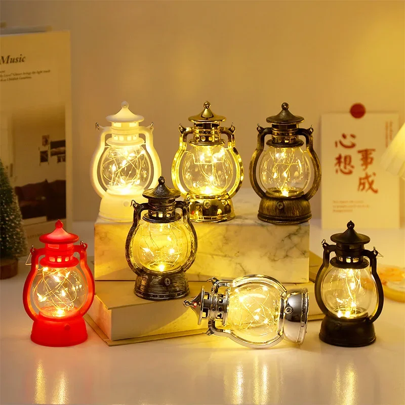 Retro Kleine Olielamp, Led Elektronische Kaars Draagbare Ponylamp, Creatieve Kerstversieringen Ornamenten Geschenken Windlampen