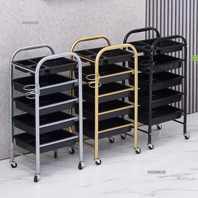 Hairdressing Salon Trolley Beauty Salon Cart Storage Racks Salon Furniture Barber Shop Perm and Dye Tool Trolleys with Wheels MM