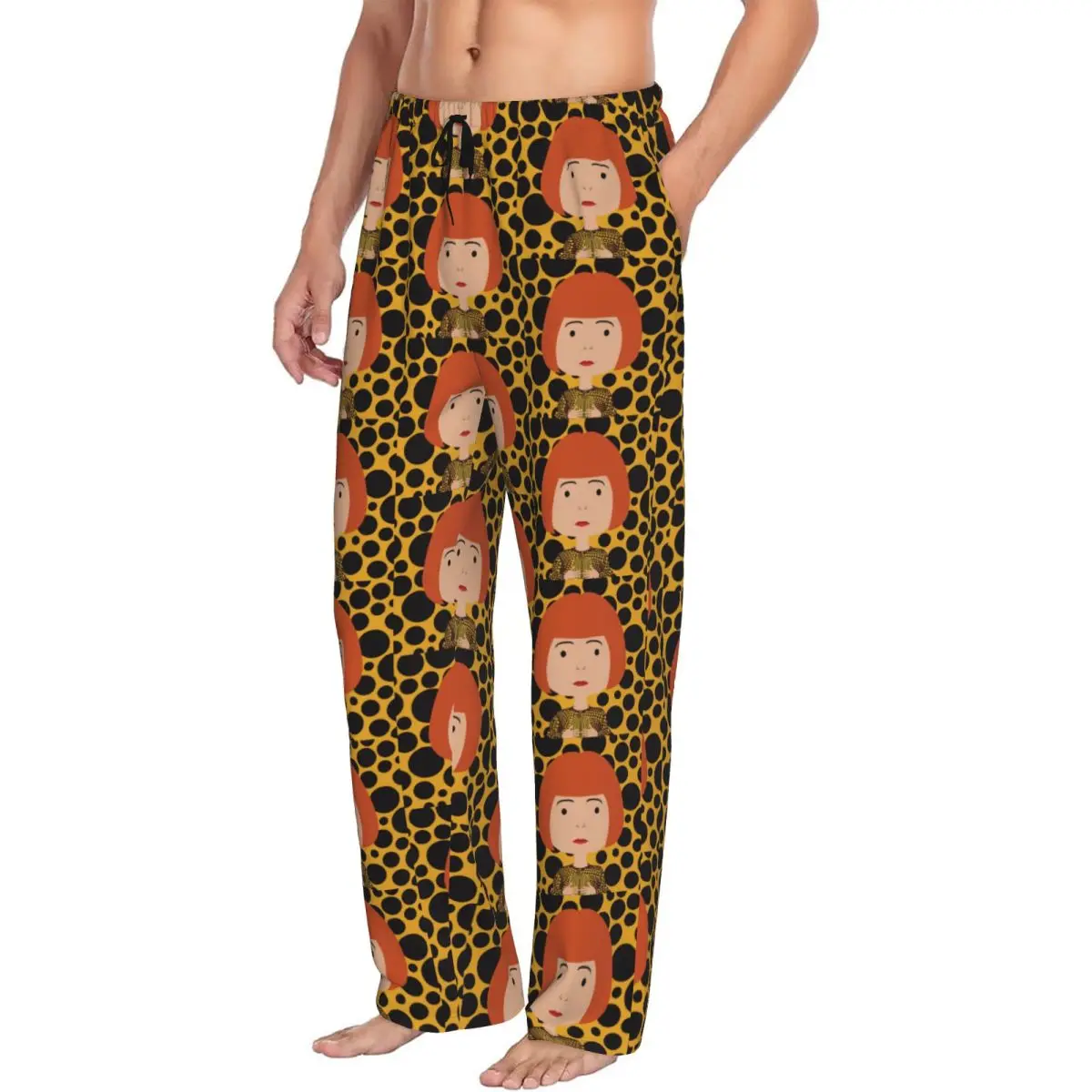 Custom Print Yayoi Kusama Halloween Pajama Pants Men Aesthetic Polka Sleep Sleepwear Bottoms with Pockets