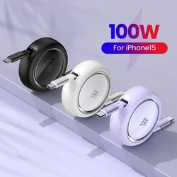 Elough 100W Dual Type c ports charging cable Type C to USB C fast charge telescopic data cable PD Cable for iPhone 15 Notebook