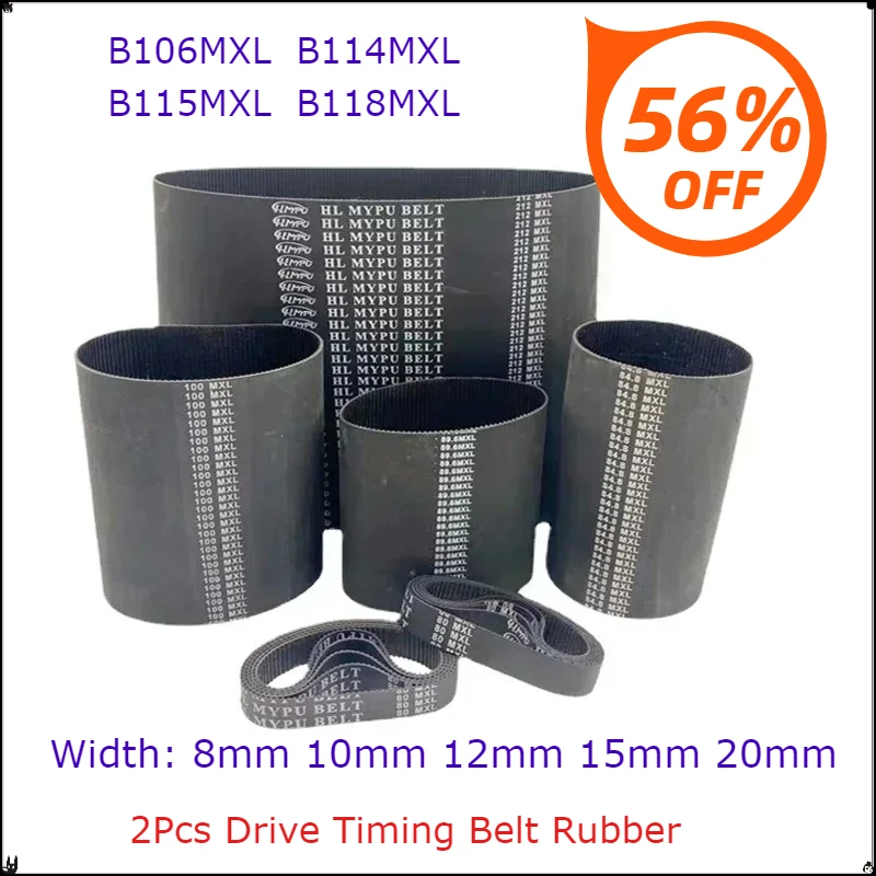 2 قطعة محرك مؤقت اشتعال المطاط B106MXL B114MXL B115MXL B118MXL أحزمة نقل 114 الأسنان #1