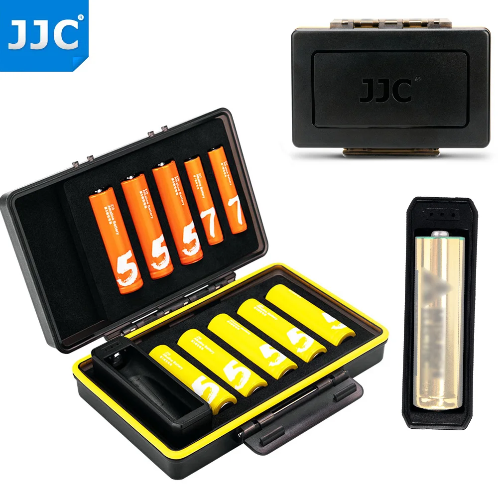 JJC 10 Slots AA AAA Battery Case Holder Storage Box Organizer for 8x AA 2x AAA Waterproof Battery Container with Battery Tester