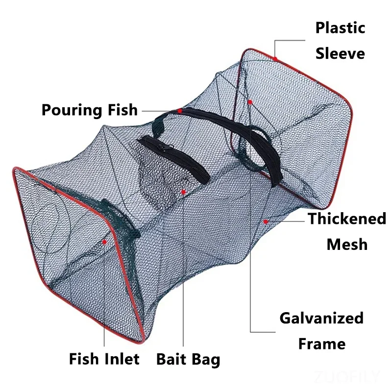 Foldable Fishing Trap Net Cast Mesh Fish Cage Crab Shrimp Crayfish Mud Loach Small Fish Trap Mesh for Freshwater Fishing Tackle