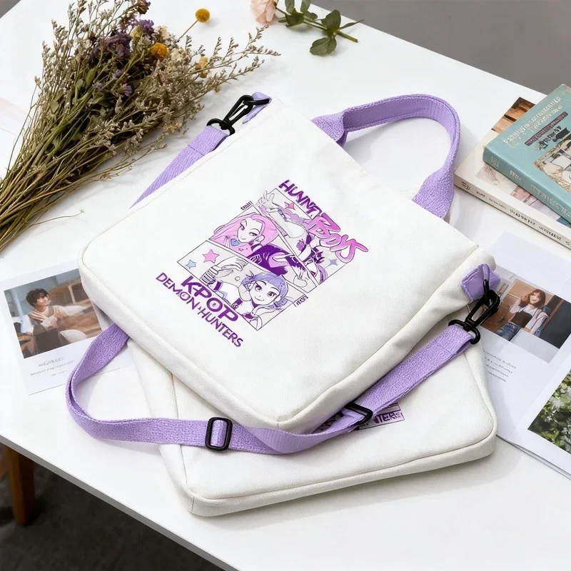 2025 جديد المرأة أنيمي Kpop شيطان الصيادين حقيبة كروسبودي Y2K الوردي الأبيض مربع حقيبة ساعي الكورية طالب في سن المراهقة حقيبة كتف #2