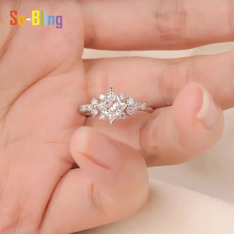 So-Bling 2ct مويسانيتي خاتم الماس الأميرة 925 فضة خواتم للنساء أنيقة غرامة مجوهرات حفلة هدية #5