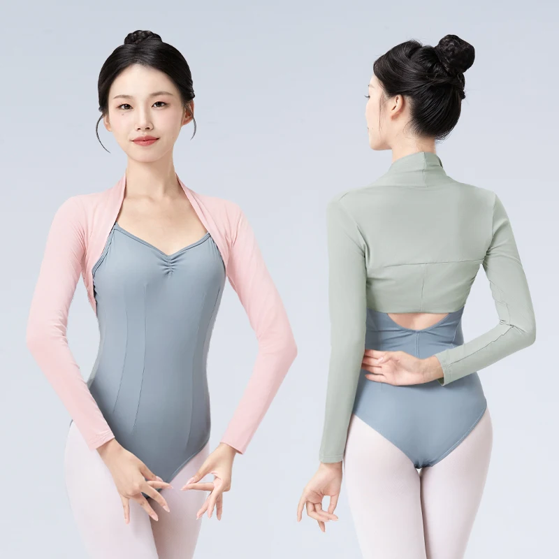 Chaqueta de encogimiento de hombros de ballet para mujer, cubierta de baile de manga larga, ropa de práctica cálida, prendas de vestir exteriores