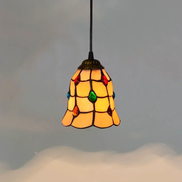 

Factory Wholesale Tiffany Style 220V Phoenix Beads LED Stained Glass Vintage Chandeliers for Bedrooms Tiffany Pendant Lights