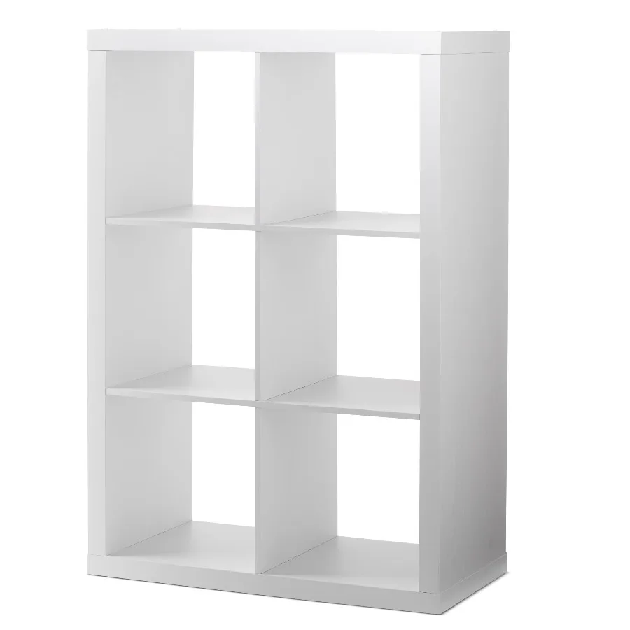 Better Homes & Gardens 6 Cube Storage Organizer Textured White Modular Bookshelf Open Storage Cabinet for Living Room Bedroom