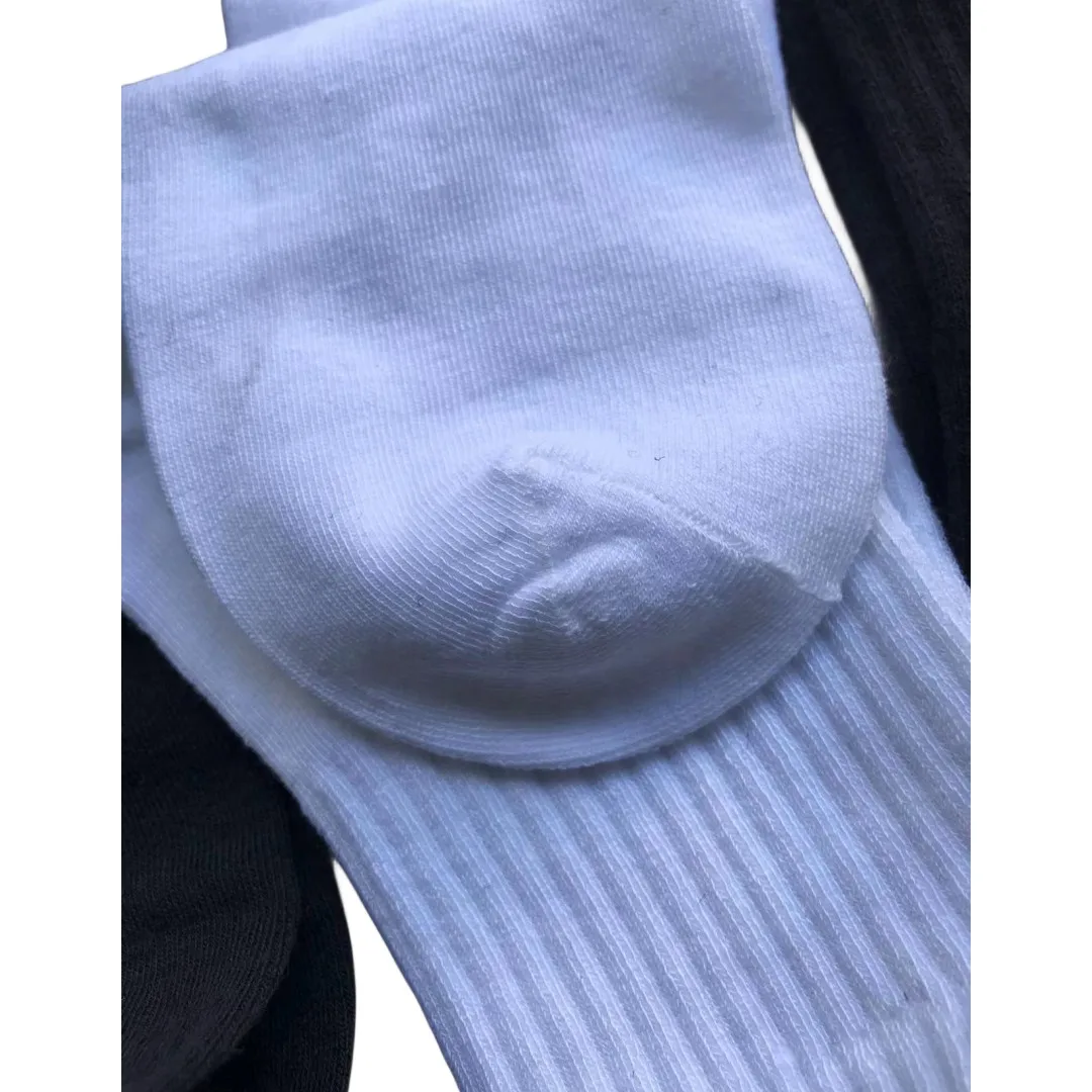 Calzini in cotone per ragazzo adolescente bianco nero grigio misto calzini ad assorbimento del sudore taglia 25-28CM calzini di media lunghezza di