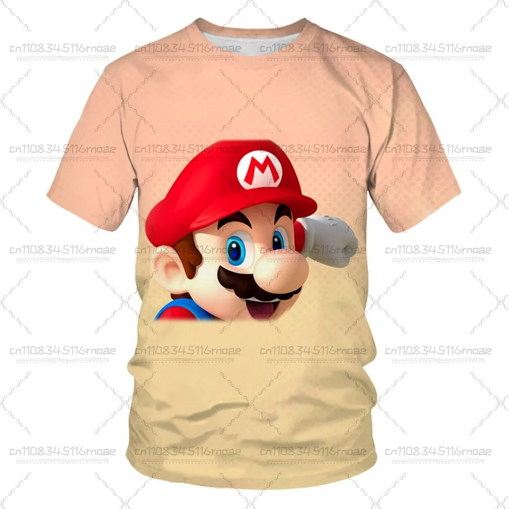 Nueva camiseta con cuello redondo de dibujos animados de Super Mario para hombres y mujeres, camiseta informal transpirable de verano con estampado 3D para juegos de rol