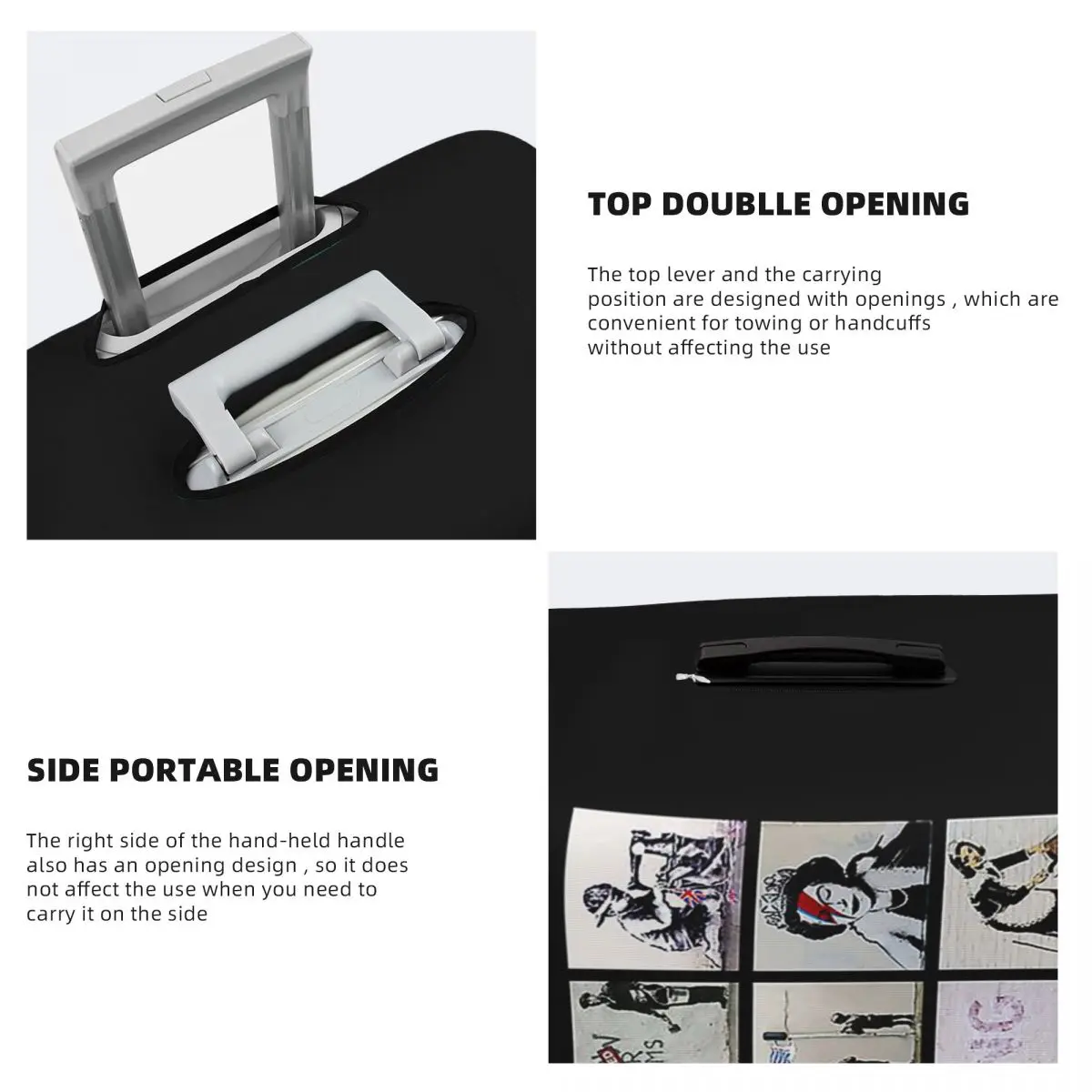 Banksy Montage 01, различные произведения искусства Бэнкси, защитный чехол для чемодана, эластичные защитные чехлы для дорожного багажа для 18-32 дюймов