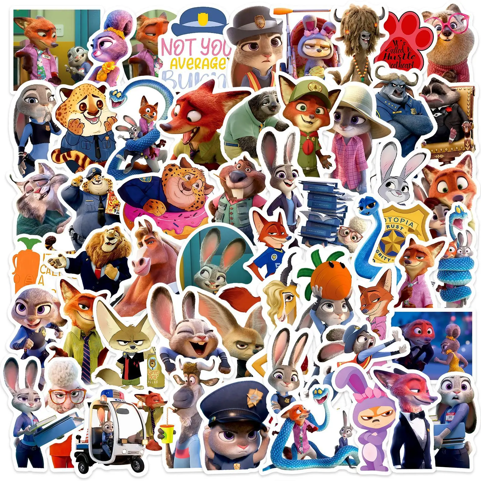 

55PCS Disney Cartoon Animation Zootopia Graffiti Stickers Creative Decoration Mobile Phone Case Notebook Water Cup Toys Gifts
