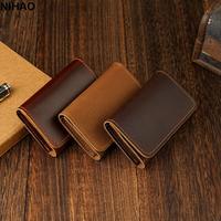 Casual Leather PU Cowhide Short Wallet Small Solid Color Men Short Wallet Korean Style Coin Purse Card Holder Boys