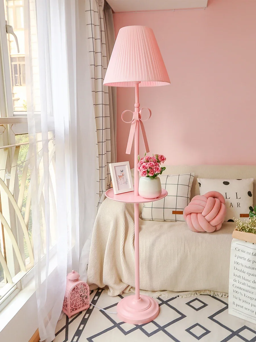 

Nordic style princess children's room girl living room ins net red floor lamp bedroom bedside pink standing table lamp