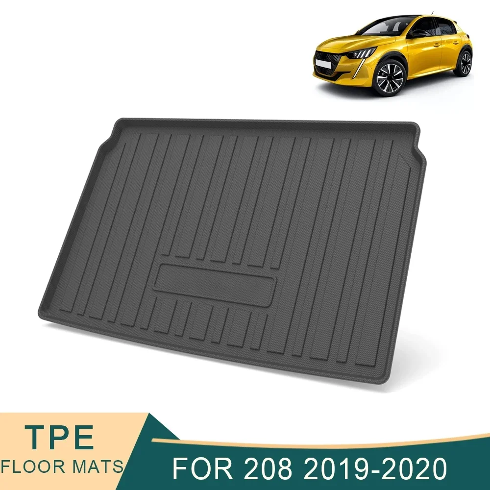 For Peugeot 208 2019-2023 Cargo Liner All-Weather TPE Non-slip Trunk Mats Waterproof Boot Tray Trunk Carpet