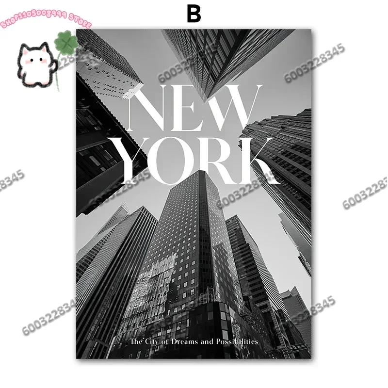 1PC Paris Towel New York Build Wall Art Canvas Painting Print Wall Living Room Decoration Black White Posters Decor Frameless