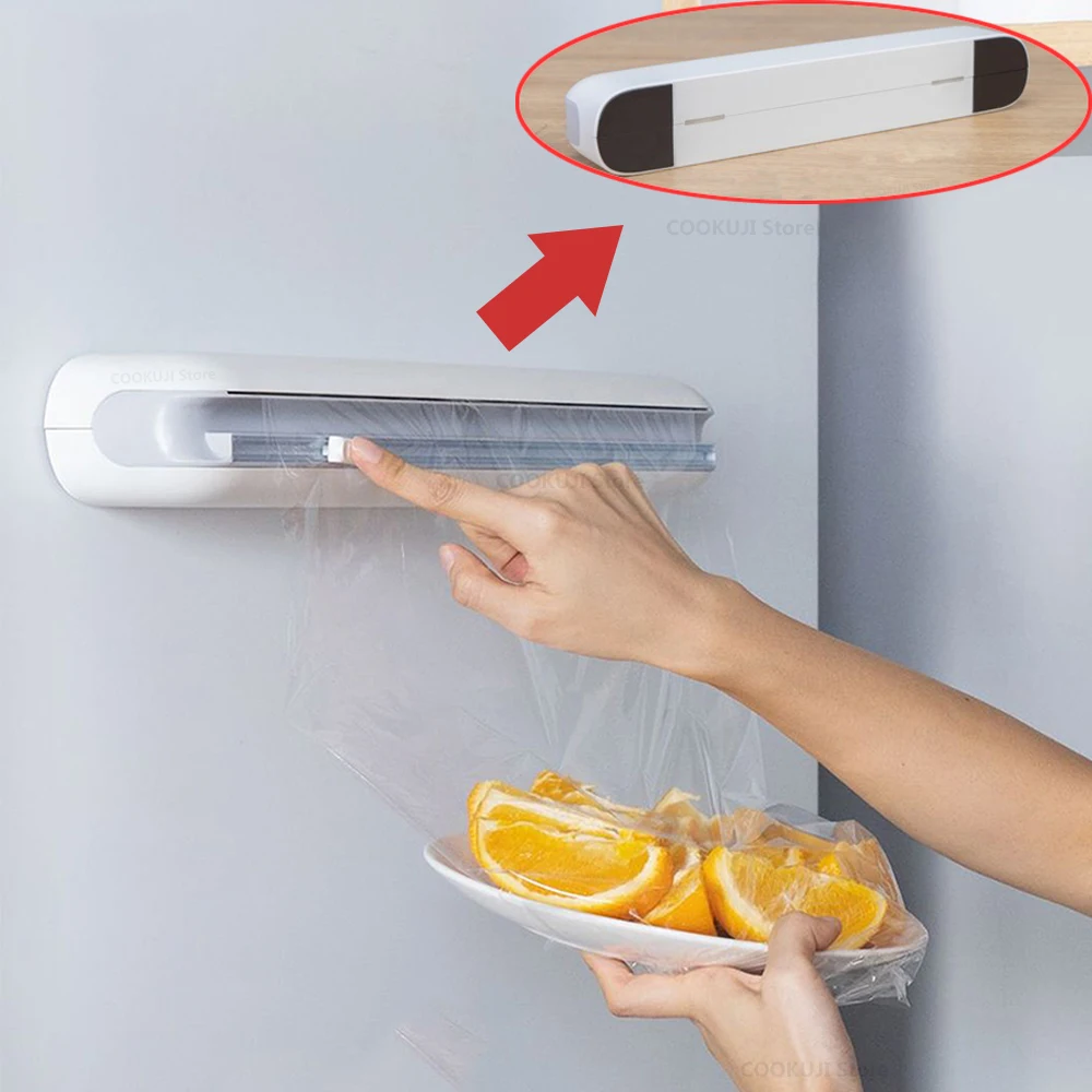 

New Xiaomi Youpin Cling Film Cutting Box Wall-mounted Suction Cup Adjustable Plastic Wrap Cutter Home Kitchen Food Storage HOT