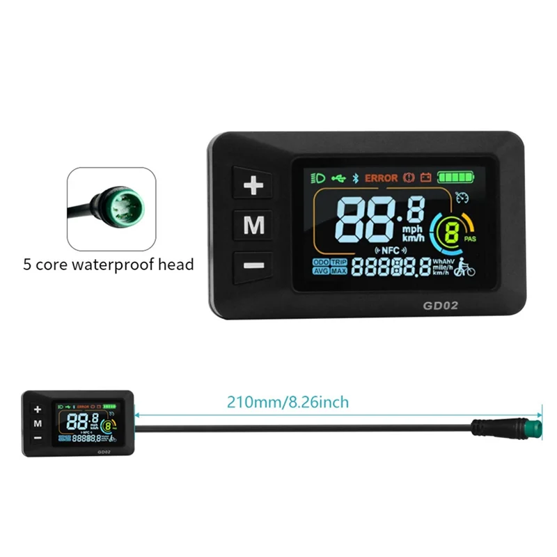 AY14 -LCD-GD02 rower elektryczny wyświetlacz LCD miernik panel wyświetlacza deski rozdzielczej 24V 36V 48V 52V 60V do skutera elektrycznego 5PIN — zdjęcie produktu 4