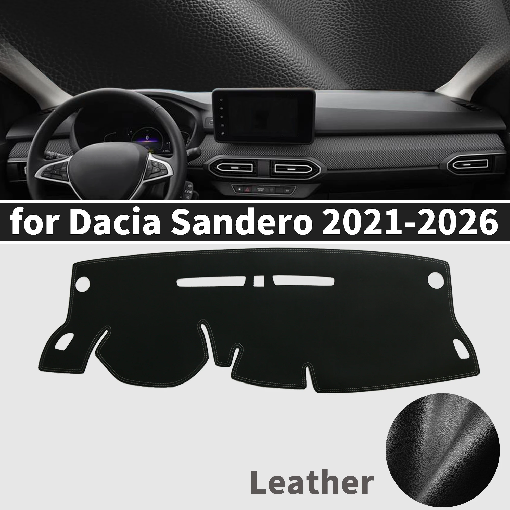 for Dacia Sandero 2026 2025 2024-2021 Dashboard Cover Mat Sunshade Anti‑Slip Dash Carpet Protector Interior Parts Accessories