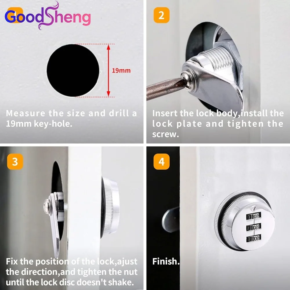 4 Sets Combination Camera Security Locks with Accessories, Keyless Code Locks for Cabinet Drawers Mailboxes Doors Furniture
